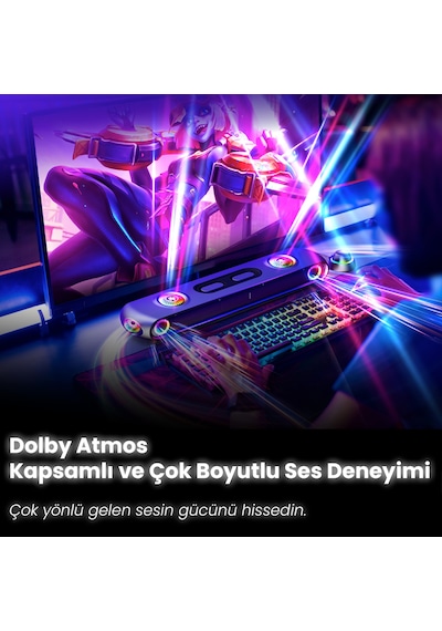 Oxs Thunder Pro+ Gaming Soundbar, Kablosuz Yastık Hoparlör, 7.1.2 Dolby Atmos HDMI eARC, 3D Ses, 180W