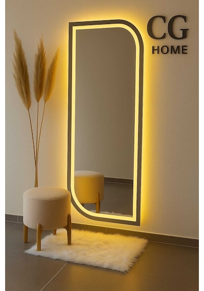 Ledli Ayna, Lazer Kumlamalı, Dekoratif Ayna, Duvar Aynası, Konsol Aynası, Holl Aynası, Günışığı Led 120 X 50 Gümüş