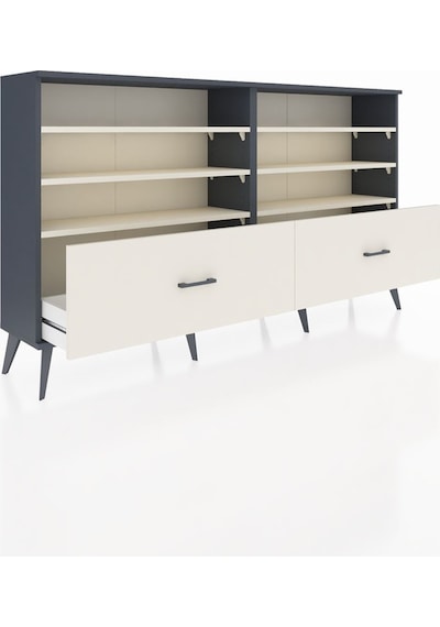Arges Konsol 6 Raflı 2 Çekmeceli 176x30x99 Antrasit-aytaşı Antrasit-aytaşı