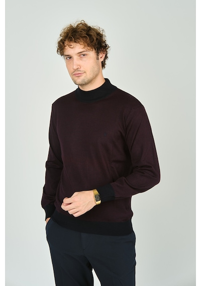 Woolen World Erkek Yarım Balıkçı Yaka Triko Kazak 5223 Bordo Bordo