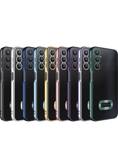 Galaxy A24 Kılıf Kamera Korumalı Logo Gösteren Zore Omega Kapak Gold