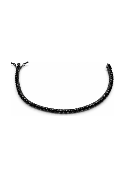 925 Ayar Gümüş Siyah Zirkon Taşlı Kadın Bileklik Siyah Su Yolu Zarif Hediye 18.5 Cm Siyah - 816376733 Siyah