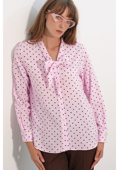Hiccup Bdart Puantiyeli Poplin Gömlek Bluz Allık Pembe