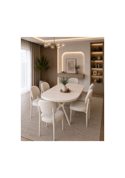 Verno 6 Kişilik Yemek Masası, Mutfak Masası Takımı Cappuccino