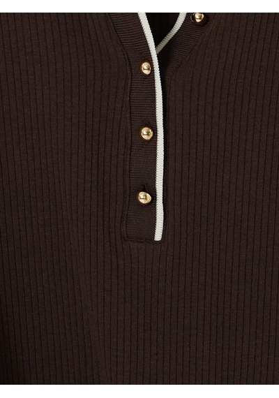 Lcw Everyday Kahverengi Polo Yaka Kadın Body