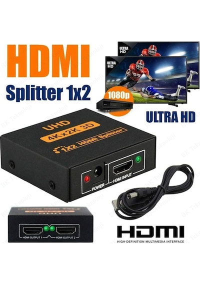 Hdmı Çoklayıcı 1 Giriş 2 Çıkış Uhd 4Kx2K 3D Hdmı Splitter