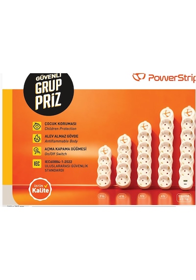 Tuncmatık Powerstrıp3 Tsk19065 5 M Iec 66884-1:2022 Standartı, Fr Alev Almaz , Anahtarlı Grup Priz 0 M