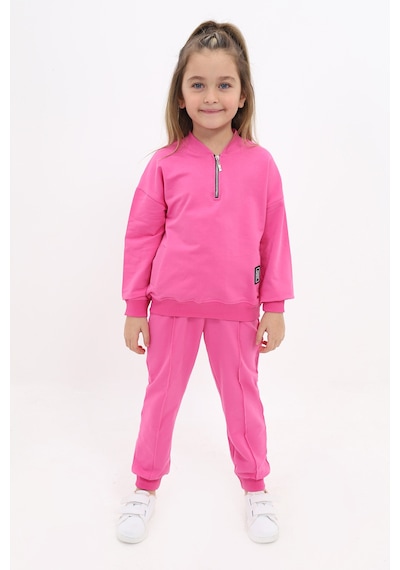 Toontoy Kids Kız Çocuk 2'li Takım Baskılı Kolej Yaka Fermuarlı Cepli Sweatshirt & Beli Paçası Ribanalı Jogger Eşofman Altı - Nervürlü & 2 İplik Fuşya Toontoy Kids Kız Çocuk 2'li Takım Baskılı Kolej Yaka Fermuarlı Cepli Sweatshirt & Beli Paçası Ribanalı Jogger Eşofman Altı - Nervürlü & 2 İplik Fuşya
