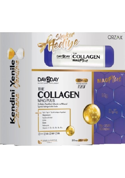 Day2Day Collagen Mag Plus Çilek Karpuz Aromalı 30 Saşe + Shaker