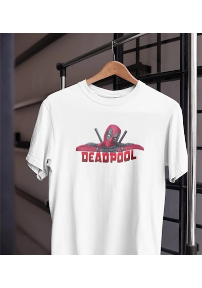 Startmore Unısex Kadın Erkek Deadpool X-men Marvel Siyah Beyaz Tasarım Baskılı % 100 Pamuk T-shirt Beyaz