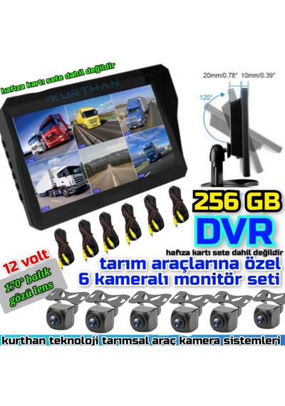 Qled 10'' Dvr Monitör 6 Adet 170 Derece Balık Gözü Kamera 12v