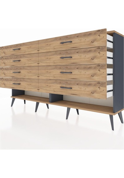 Arges Konsol 8 Çekmeceli 176x30x99 Antrasit-çam Antrasit-çam Arges Konsol 8 Çekmeceli 176x30x99 Antrasit-çam Antrasit-çam