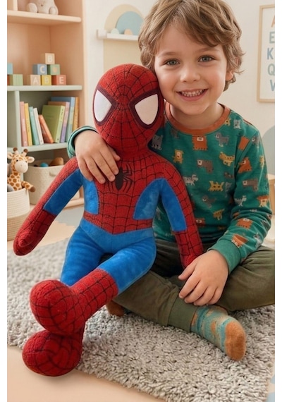 53 Cm Büyük Boy Spiderman Peluş Oyuncak Yumuşak, Sevimli Ve Koleksiyonluk Hediye Kırmızı