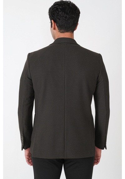 Slim Fit Torba Cepli Fitilli Dokuma Esnek Yünlü Haki Ceket C 747