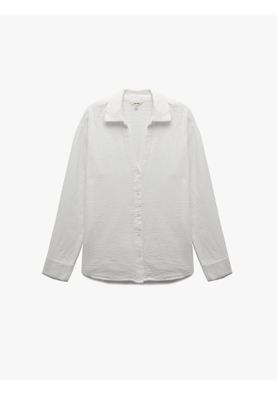 Koton Pamuklu Uzun Kollu Oversize Müslin Gömlek Kırık Beyaz 5sak60072pw Ekru Koton Pamuklu Uzun Kollu Oversize Müslin Gömlek Kırık Beyaz 5sak60072pw Ekru