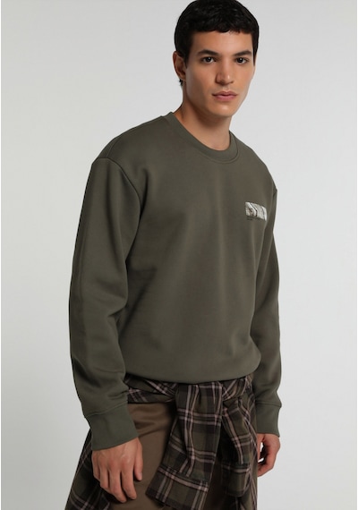 Colin's Colins Relaxed Fit Yuvarlak Yaka Düz Erkek Yeşil Sweatshirt Cl1080485 Q1.v2 Kha Haki