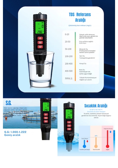 Nv-71 7 Li Ölçüm Cihazı Ph Ec Tds Tuzluluk Orp S.g. Sıcaklık Ölçer Su Analiz Test Cihazı Dijital Ph Metre