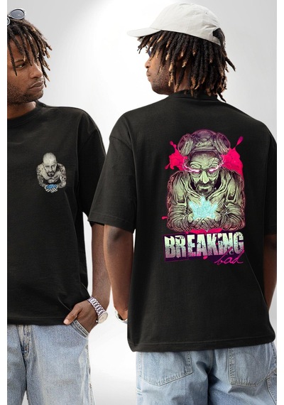 Breaking Bad Siyah Oversize Unisex Ön Ve Sırt Baskılı Tişört Siyah