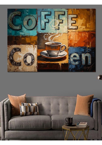 Ahşap Tablo Kahve Fincanı Ve Coffee Yazıları