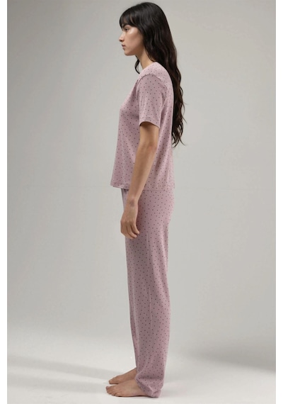 Hiccup %100 Pamuk Kısa Kollu Pijama Takımı Ellie Collection Lila Mor