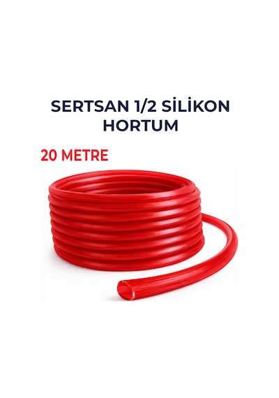 Silikonlu Bahçe Hortumu 1/2 İnç 20 Metre Kırmızı Dayanıklı Sulama Hortumu