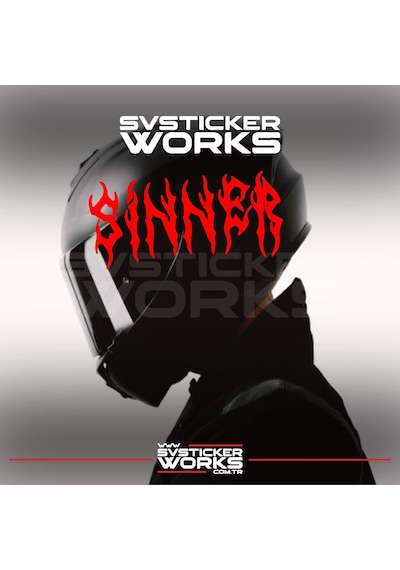 Sinner Kask Sticker Tüm Kasklar Uyumlu Tek Yön 1 Adet Kırmızı