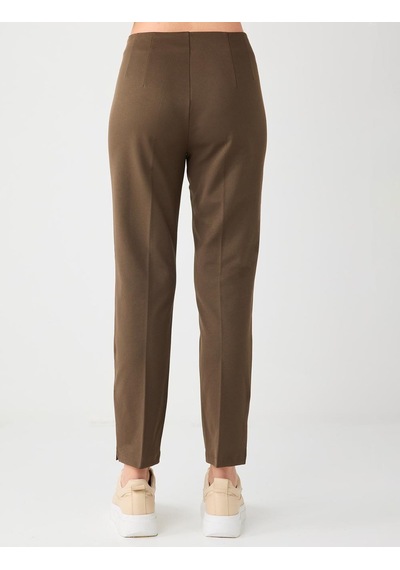 Jimmy Key Bronz Haki Normal Paça Yüksek Bel Örme Pantolon 5ww185670154