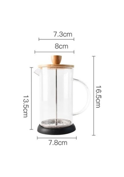 Bambu Kapaklı Cam French Press Isıya Dayanıklı Çay Ve Kahve Demliği, 600 Ml Şeffaf Cam, Paslanmaz Sku: Smg8690010549860 Açık Mavi