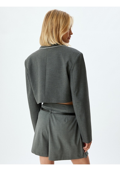 Koton Crop Blazer Ceket Kruvaze Ters Yak Renk Kontrast Detaylı Antrasit Melange 5wak50061uw Antrasit Koton Crop Blazer Ceket Kruvaze Ters Yak Renk Kontrast Detaylı Antrasit Melange 5wak50061uw Antrasit