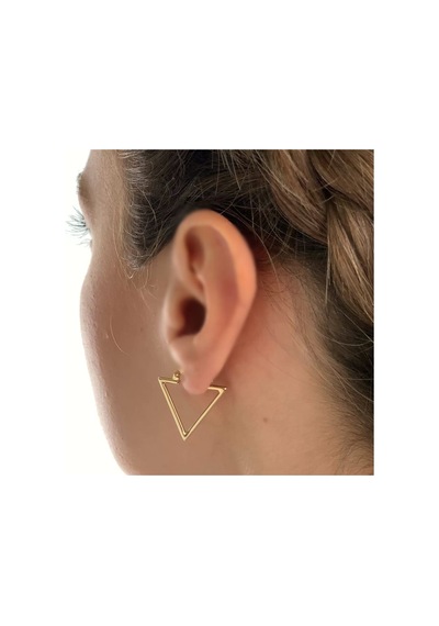 Sembol Gold Altın Üçgen Küpe 14 Ayar 2,3 Cm Zarif Küpe