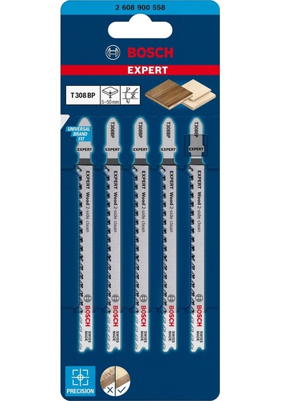 Bosch Expert T 308 Bp 5'li Çapaksız Ahşap Dekupaj Bıçağı 2608900558