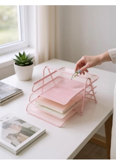 Need Perfore 3'lü Toz Pembe Evrak Rafı Nd-1022