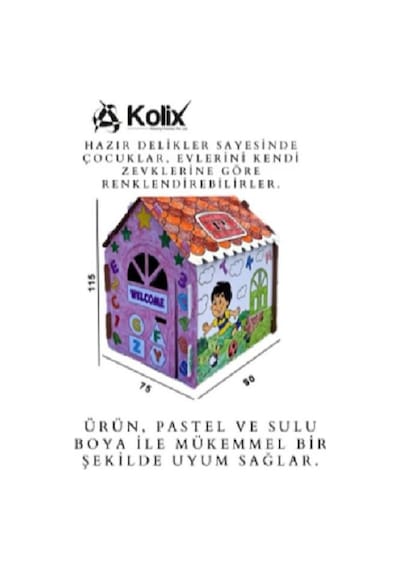 Kolix Büyük Boy Xxl Karton Boyama Evi Eğitici Ve Öğretici Oyun Evi Oyun Çadırı