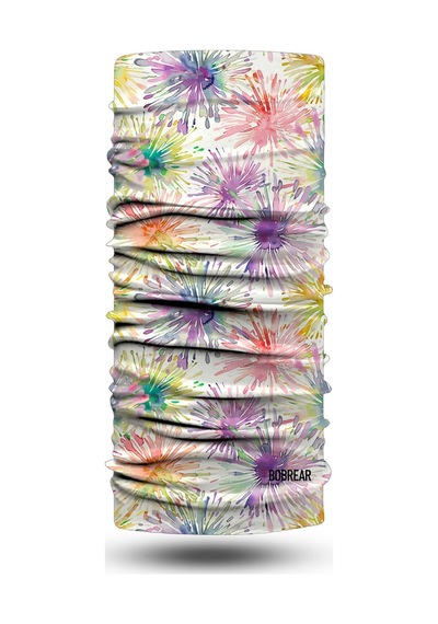 Bobrear Pastel Suluboya Çiçek Desenli Çok Amaçlı Buff Bandana Boyunluk Maske -