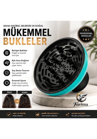 Farissu Evrensel Fön Makinesi Elektriklenme Önleyici Kıvırcık Bukle Belirginleştirici Difüzör Başlık