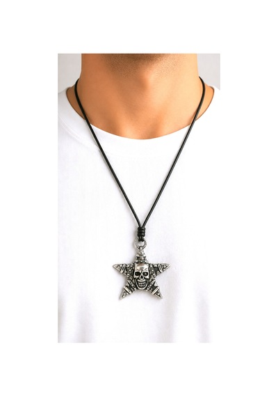 Kore İp Askılı Ve Krom Çelik Kaplamalı Unisex Tribal Kolye Kkrm-07 Gümüş6
