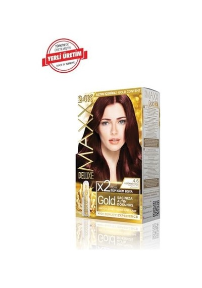 Serisi 24k Altın Parçacıklı Serum İle 1 Kutu 2 X 50 Ml Ve Geliştiriciler Saç Boyası Kestsane Kızılı 4.6
