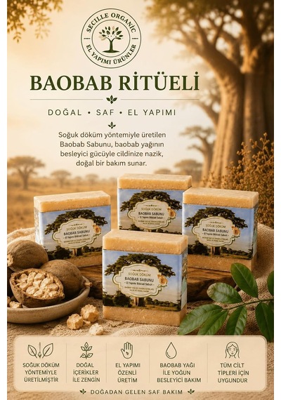 Soğuk Döküm Baobab Sabunu 120g-el Yapımı Doğal Sabun-cold Process Handmade Natural Soap Diğer