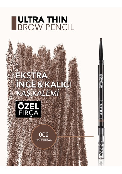 Kaş Kalemi & Fırçası - Ultra Thin Brow Pencil - 002 Light Brown - 8690604572113 Çok Renkli