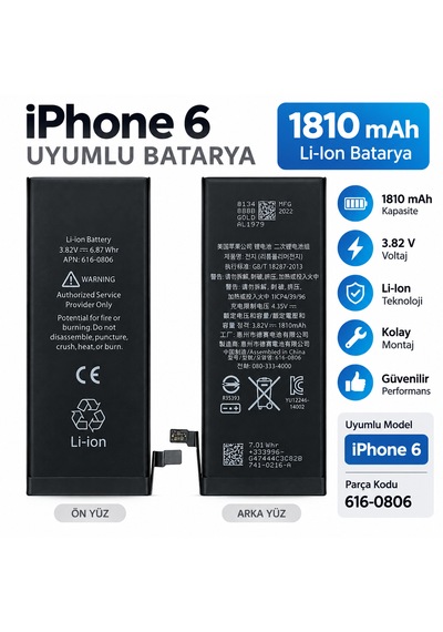 Apple iPhone 6 / 6g Uyumlu 616-0806 1810 Mah Li-ıon Batarya