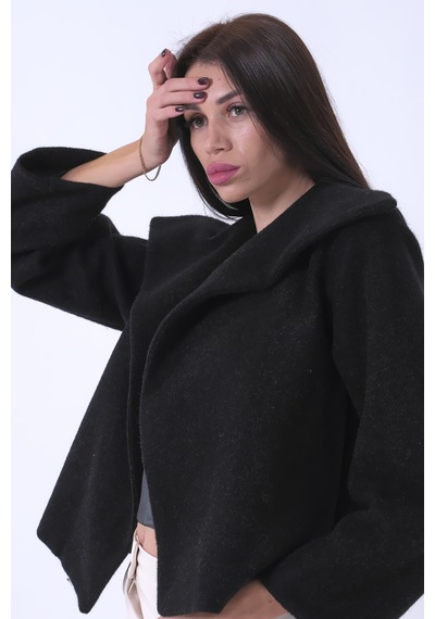 Feminist Siyah Peluş Şal Yaka Kapamasız Ceket 0105139.01 Siyah