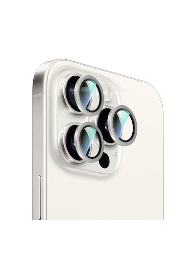 Apple Uyumlu   iPhone 16 Pro Max Caseworld Alloy Serisi Oleofobik Anti Reflective Kamera Lens Koruyucu Gümüş