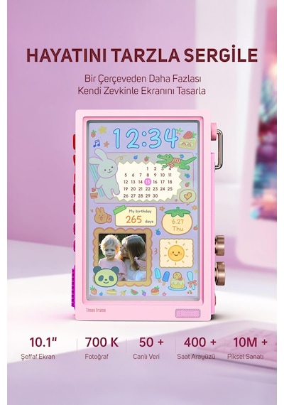 Divoom Times Frame 10.1 Akıllı Kişiselleştirilebilir Dijital Çerçeve, 64gb Pembe