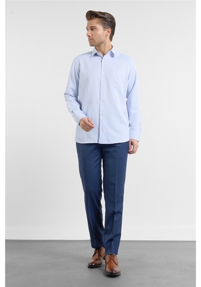 İmza Lacivert Kendinden Desenli Sert Yaka Uzun Kol Cepli Comfort Fit Pamuklu Gömlek 1004255219