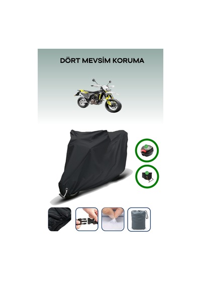 Siyah Arka Çanta Ve Kilit Uyumlu Husqvarna Supermoto 701 Uyumlu Motor Brandası