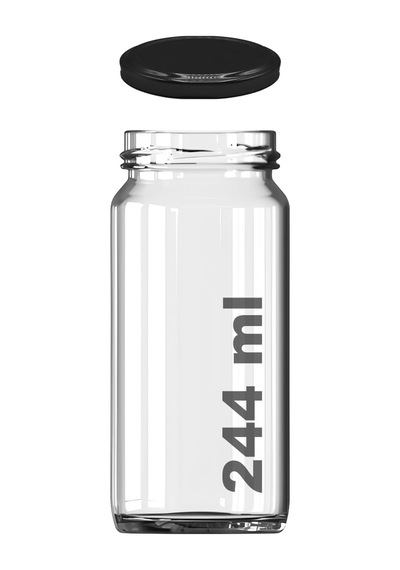 244 Ml Kavanoz Metal Siyah Konserve Kapaklı 244 Cc Şeffaf Uzun Cam Kavanoz 2 Adet Çok Renkli