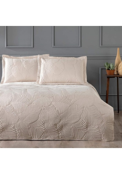 Linens Leaf Çift Kişilik Yatak Örtüsü Seti Taş