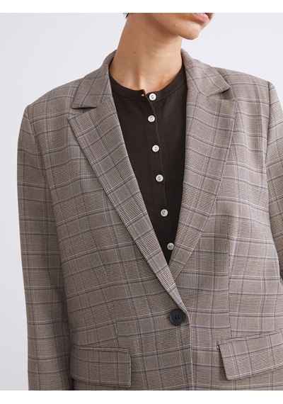 Lcw Vision Bej Ekose Kadın Blazer Ceket