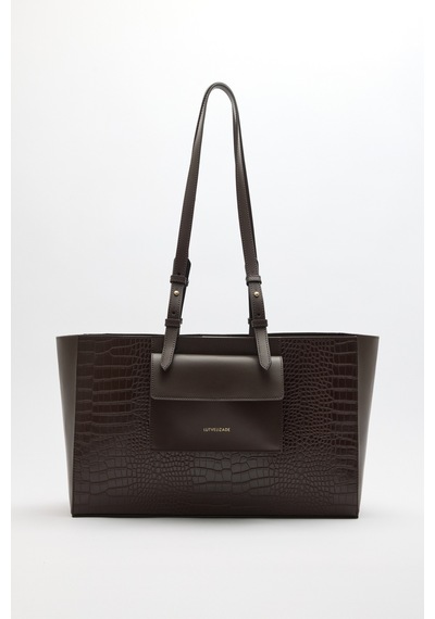 Lutvelizade Çanta 2601 Croc Kumaş Shopper Acı Kahve Croc Kadın Çanta