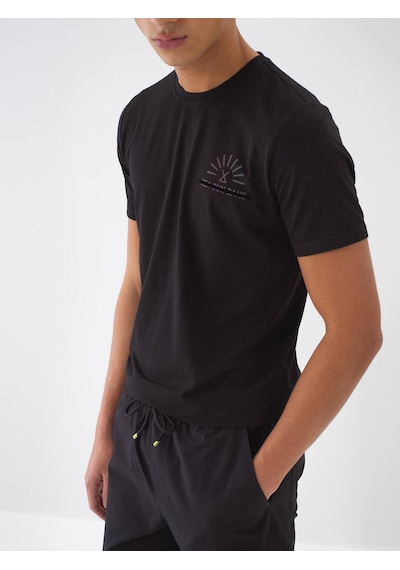 Xint Siyah Pamuk Dokulu Slim Fit Tişört 502122
